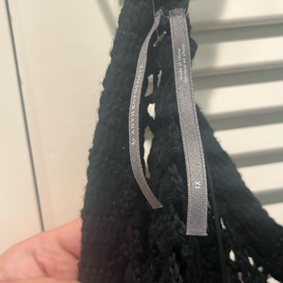 Anthropologie 1X Black Crochet Cover-Up Dress - Picture 4 of 8
